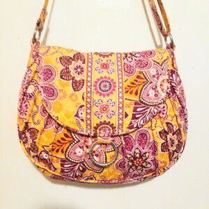 Vera Bradley Saddle Up Crossbody Bag-Bali Gold-Retired Pattern-Magnetic Closure